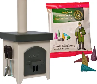 Produktbild von Original Crottendorfer Räucherofen - Hüttenofen in anthrazit/elfenbein - Räucherkerzen Größe M - aus Metall