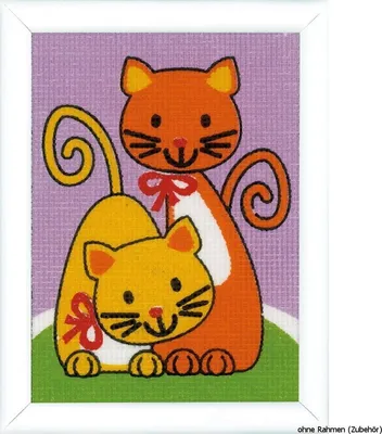 Produktbild von Auslaufmodell Vervaco Stickpackung "Spielende Katzen", Stickbild vorgezeichnet