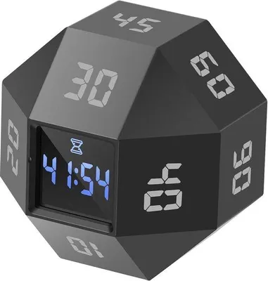 Obrázek produktu pro 12polohový časovač s předvolbou, 8–45–60–90 minut, možnost nabíjení, vhodný pro studium, vaření, zvládání ADHD, černý