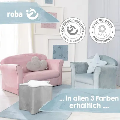 Produktbild von roba Kindersofa 'Lil Sofa' mit Armlehnen, bequeme Kindercouch mit rosa Samtstoff bezogen