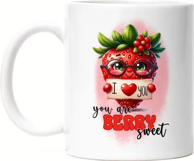 Produktbild von I Love You You Are Berry Sweet Erdbeeren Liebe Spruch Tasse Weiß