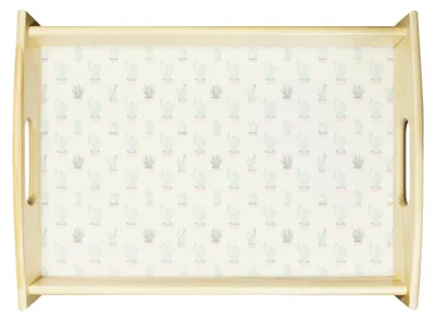 Produktbild von Mr. & Mrs. Panda Tablett Alpaka Fahne - Kaktus Grün - Geschenk, Lamas, Serviertablett, Bett-Tablett, Lama, Liebe, Deko, Holztablett, Sofa, Alpakas