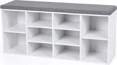 Produktbild von ACAZA Schuhregal - Schuhschrank - Schuhbank mit Sitzkissen - Schuhbank - Weiß/Grau