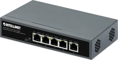 Obrázok produktu pre Intellinet 562010, Nespravované, Gigabit Ethernet (10/100/1000), Plne duplexný režim, Podpora napájania cez Ethernet (PoE), Montovateľné na stenu