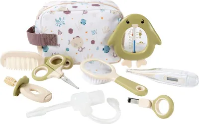 Productafbeelding van Bebeconfort Hygiënische set, verzorgingsset voor baby's, geschikt voor pasgeborenen vanaf de geboorte, ideaal voor onderweg, inclusief tas, thema: Onder de zee