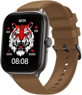 Produktbild von IMIKI ST1 Smartwatch mit braunem Silikonarmband und 1,78-Zoll-Touchdisplay