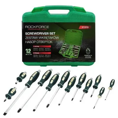 Zdjęcie produktu dla Zestaw 12 wkrętaków śrubokrętów do pobijania magnetyczna końcówka Rockforce