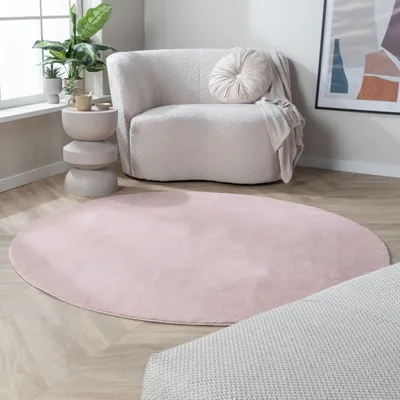 Produktbild von Volero - Waschbarer Teppich Rund - Vivid Rosa - Ø 160 cm - Wohnzimmer, Esszimmer, Kinderzimmer, Schlafzimmer - Klassik, Ländlich, Modern, Skandinavisch