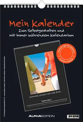 Produktbild von Alpha Edition - Mein Kalender: Bastelkalender schwarz, 21x22cm, Do it yourself Kalender mit Seiten aus hochwertigem Bastelkarton, immerwährend, Platz für Gestaltung und internationales Kalendarium