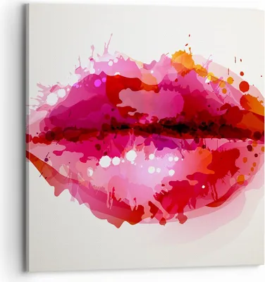 Produktbild von Bild auf Leinwand - Leinwandbild - Rote Lippen glänzend Lippe Glanz - 70x70cm - Wand Bild - Wanddeko - Leinwanddruck - Bilder - Kunstdruck - Wanddekoration - Leinwand bilder - Wandkunst - AC70x70-2706