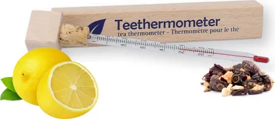 Zdjęcie produktu dla Drewniany termometr do herbaty ze szklaną kolumną. Termometr do herbaty  Germany . Wyświetlacz do 102 °C