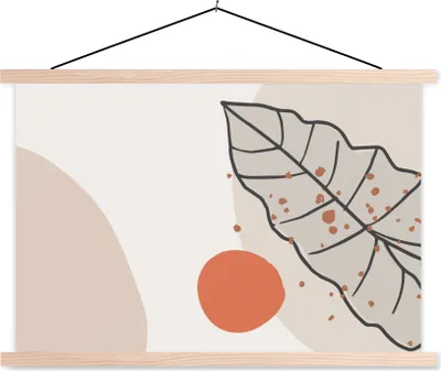 Produktbild von MuchoWow® Textilposter Sommer - Orange - Blatt 120x80 cm mit holzfarbenen Rahmen - Aufhängeset