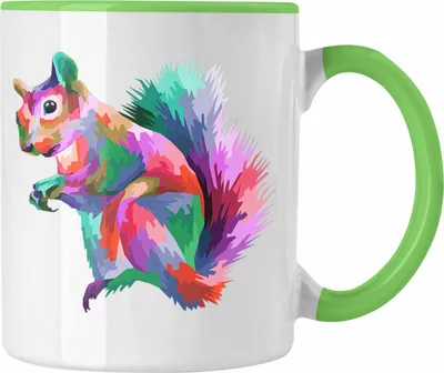 Produktbild von Trendation - Eichhörnchen Tasse Polygon Grafik Geschenk Grafiken Bunt (Grün)