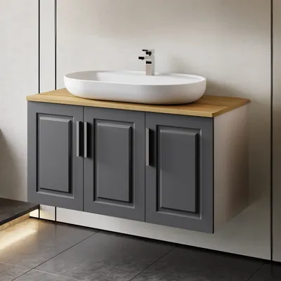 Produktbild von Waschtisch Set Arin | Waschbecken mit Unterschrank 100 cm | Konsolenwaschtisch