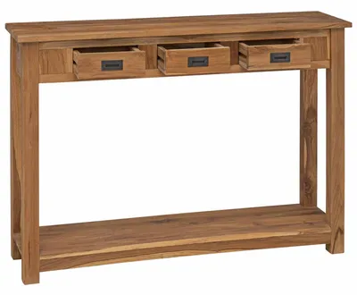 Image de Table console Naturel 110 x 30 x 80 cm Bois de teck massif
