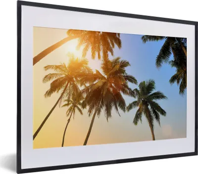 Produktbild von MuchoWow® Gerahmtes Poster Palme - Sonne - Sommer - Tropisch 40x30 cm - Poster mit Schwarzem Bilderrahmen Wandposter Rahmen Foto Bilder - Bilderrahmen - Poster im Rahmen