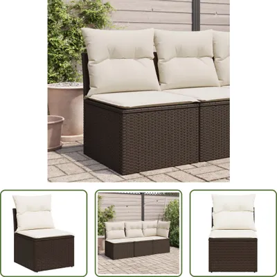 Zdjęcie produktu dla The Living Store Sofa ogrodowa bez podłokietników z poduszkami z brązowego polirattanu