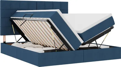 Produktbild von LED-Speicherbett mit Matratze Blau 200 x 200 cm Stoff
