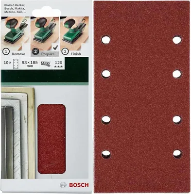 Produktbild von Bosch Schleifblatt Klett 10 Stück, 93 x 185 mm, K 120 für Schwingschleifer