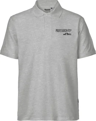Produktbild von Huuraa Herren Polo Shirt Professorin mit Herz XXL Sport Grey Bio Baumwolle Fairtrade Poloshirt Geschenkidee
