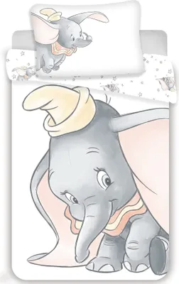 Produktbild von Dumbo Grey Baby Bettwäsche Set 2tlg. 100% Baumwolle Größe: 100x135 cm, 40x60 cm,  Standard 100…