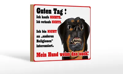 Produktbild von Holzschild Hinweis 18x12 cm kaufe nichts Mein Hund weiß das