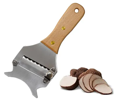 Produktbild von Trüffelhobel und Käsehobel - Einstellbare Klinge aus Edelstahl mit Holzgriff und Aufhängeöse - Für Trüffel, Schokolade und Parmesan - Wellig, 1 Stück
