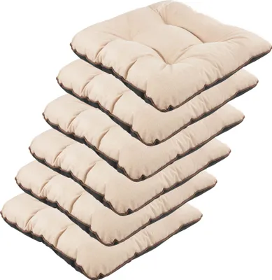 Produktbild von SuperKissen24. Stuhlkissen Outdoor - Sitzkissen für Stühle 6er Set 45x45 cm - Outdoor Kissen Wetterfest mit Füllung - Beige Leinen