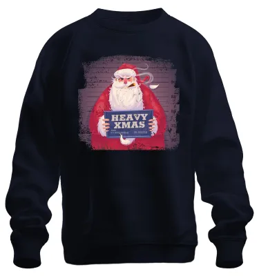 Produktbild von Heavy X-Mas Weihnachtsmann Mugshot - Weihnachten Sweatshirt Pullover, Navy, 3XL