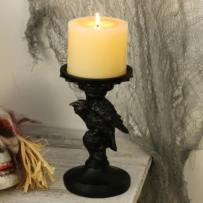 Produktbild von Ravenkaars-Halter – Halloween-Dekoration, schwarzer Harz-Rabe, gotisches, gruseliges Design für die Dekoration von Räumen (Rabe)