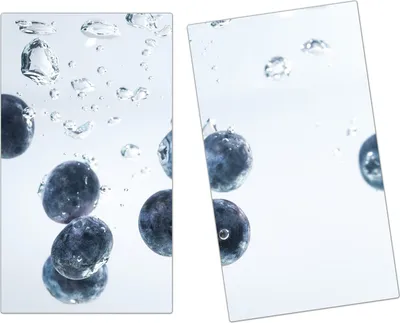 Produktbild von Spritzschutz Herdabdeckplatte Schneidebrett aus Glas Heidelbeeren im Wasser 2-Teilig (60x52cm)