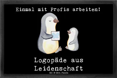 Produktbild von Mr. & Mrs. Panda Schuhabstreifer Logopäde Leidenschaft 40 x 60 cm - Schwarz - Geschenk, Spruch, Studium, Bodenvorleger, Witzig, Schmutzfangmatte, Ausbildung, Lustig