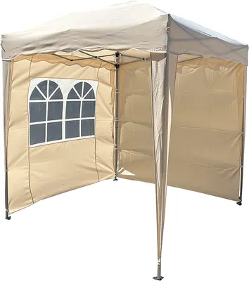 Produktbild von Defacto Faltpavillon Klappzelt 2x2m Zelt Gartenzelt Inkl. 2 Seitenteile & Tasche Wasserdicht, beige