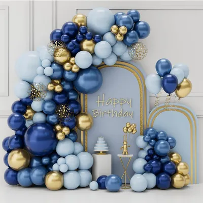 Immagine prodotto di Set di ghirlande di palloncini blu e oro, 105 pezzi, per compleanni e feste