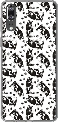Produktbild von MuchoWow® Handyhülle Schutzhülle Hülle für Telefoonhoesje Huawei P20 Muster - Katze - Schwarz - Weiß - Jungen - Mädchen - Kinder - Kind Silikon Softcase Handy Hülle - Hardcover