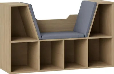 Image de HOMCOM Bibliothèque banc 2 en 1 avec coussins de siège, étagère cube 6 compartiments ouverts et 2 niveaux, meuble de rangement pour salon, chambre à coucher, bureau, 102 x 30 x 61 cm, chêne