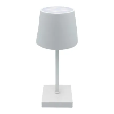 A white table lamp on a white background.
