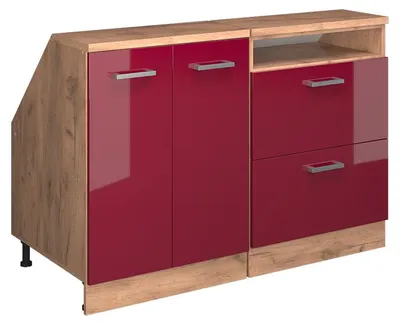Produktbild von Küchenschrank für Dachschrägen Vicco R-Line Rot Hochglanz 120 cm 2er Set Schrankkorpuss 60 cm Tiefe, Model 60518