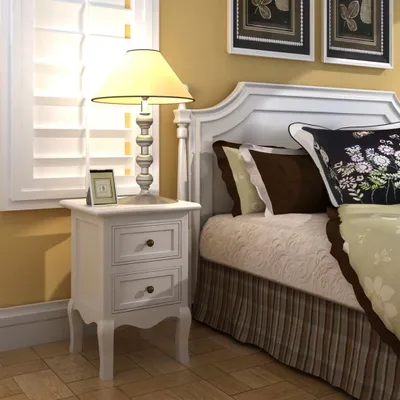 Immagine prodotto di Comodino con 2 Cassetti in MDF Bianco