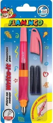 Image de Stylo à cartouches ergonomique rose +2 cartouches Flamingo