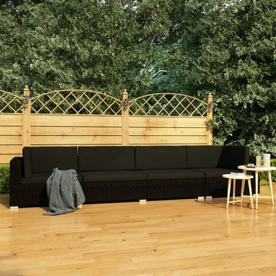Produktbild von 4-tlg. Garten-Sofagarnitur mit Auflagen Poly Rattan Schwarz , Gartenmöbel-Sets Design 2024
