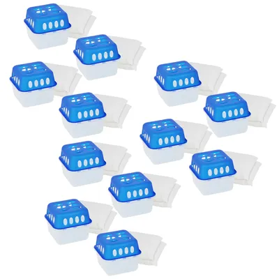 Productafbeelding van com-four® luchtbevochtiger, geschikt voor 12 ruimtes, met 9,6 kg reservegranulaat in een navulzak