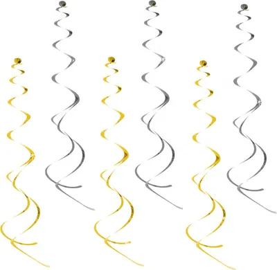 Produktbild von Oblique Unique 6 Wirbel Spiral Deckenhänger Girlanden für Geburtstag Hochzeit Party Deko  - gold silber