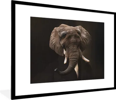 Produktbild von MuchoWow® Gerahmtes Poster Elefant - Malerei - Alte Meister 80x60 cm - Poster mit Schwarzem Bilderrahmen Wandposter Rahmen Foto Bilder - Schlafzimmer-Dekorationen - Fotoposter