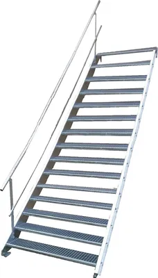 Produktbild von Stahltreppe 15 Stufen-Breite 110cm Variable-Höhe 250-320cm mit einseit. Geländer