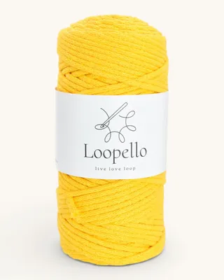 Image de Loopello, cordon en coton classique, 3 mm, 100 mètres – Jaune foncé