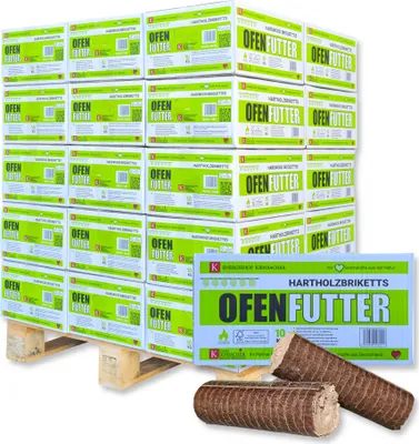 Produktbild von 300 kg Nestro Briketts Hartholzbriketts aus Buche & Eiche im Karton | 30 x 10 kg Holzbrikett auf Palette | Energie Kienbacher®