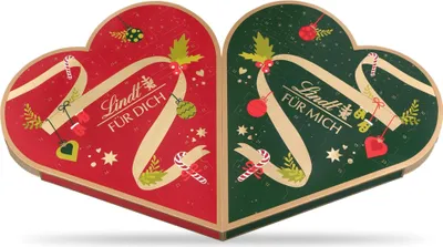 Zdjęcie produktu dla Kalendarz adwentowy dla par Lindt wypełniony czekoladowymi pralinami 505g
