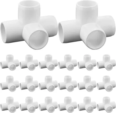 Productafbeelding van PVC Fittingen 4-Weg - PVC Connectoren Buisfittingen - PVC Constructies Bouwen - Meubelkwaliteit PVC - 1/2 Inch - Wit