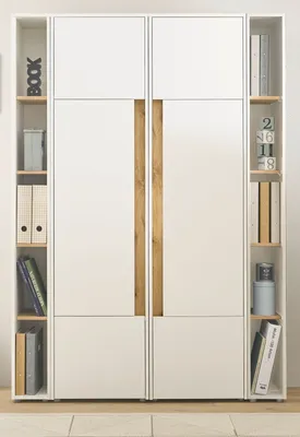 Produktbild von Aktenschrank Set Center in weiß und Wotan Eiche Stauraumschrank und Regal 140 cm